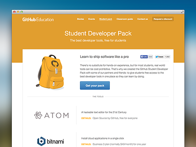 Student Developer Pack design assets github illustration information architecture layout web design