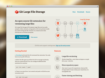 Git Large File Storage illustration infographic landing page