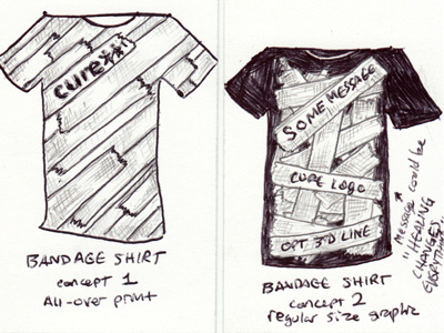CURE Bandage Tee concept sketches bandages concept cure.org sketch t shirt design