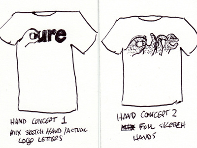 CURE Hand Tee concept sketches concept cure.org sketch t shirt