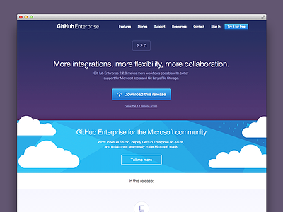 GitHub Enterprise 2.2 release page landing page web design