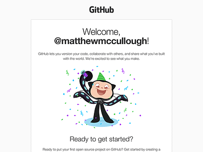 GitHub welcome email redesign