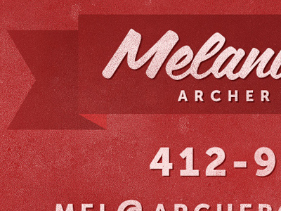 Mel's business cards front business card design coffee service museo sans 900 red texture