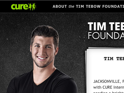 Tebow + CURE partnership landing page