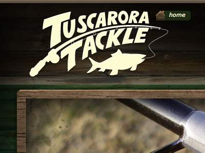 Tuscaroratackle.com Home brown dark homepage interface logo tuscarora tackle wood