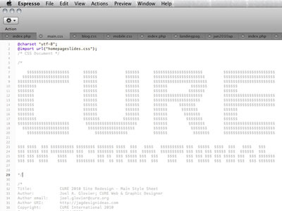 ASCII Love - main.css ascii css cure international