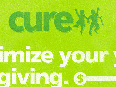 CURE year end push cure.org frutiger green landing page lime logo texture