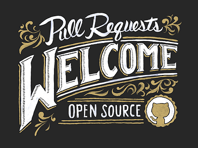 "Pull Requests Welcome" hand painted sign