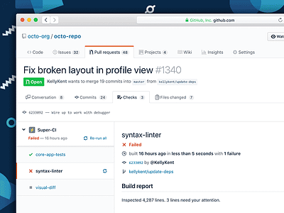 GitHub Checks API user interface design