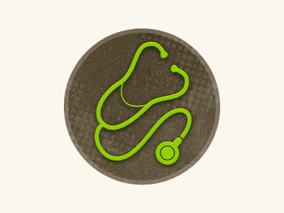 CURE.org pillar icon: training brown dirty green grunge icon lime stethoscope training vintage