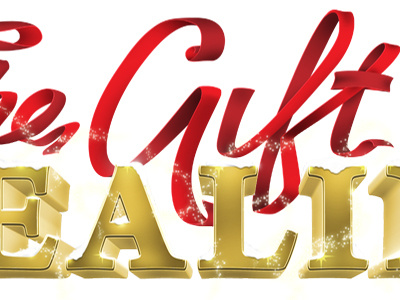 Gift of Healing '09 title graphic 2009 christmas cure cure international gift of healing gold red ribbon snow title graphic
