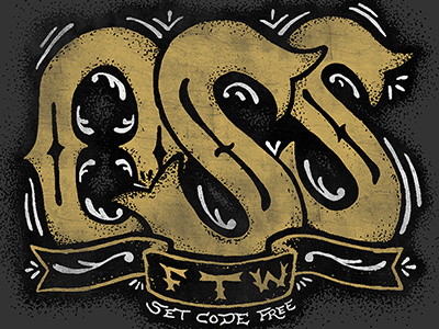 Open Source Software FTW hand drawn typography illustration open source software