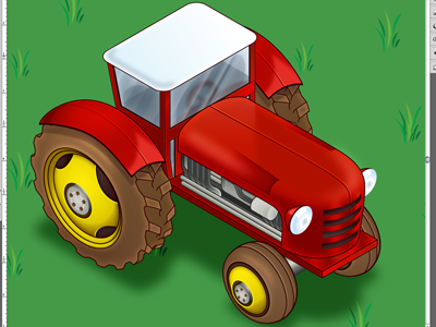 Isometric Farm Tractor Illustration farm isometric red tractor vector