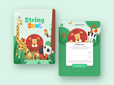 String Soul | Online piano practice app for kids - UI Redesign animal app design education illustration ios ipad kids kids app learning app piano ui ux