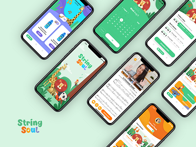 String Soul | Online piano practice app for kids - UI Design animal app design illustration ios iphone kids kids app learning app mobile app piano ui ux