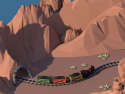 Choo Choo isometric polygon train tunnel