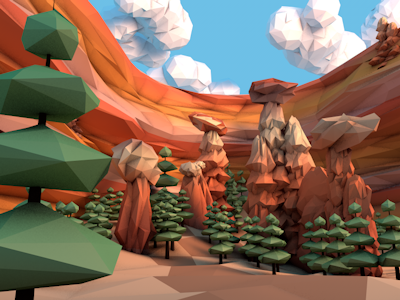 Bryce Canyon Walls 3d bryce c4d canyon clouds hoodoo illustration low poly tree