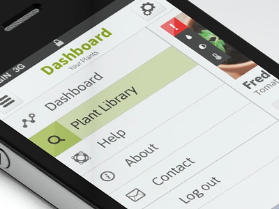 Navigation alert app dashboard home interface iphone mobile navigation plant search twig ui ux web