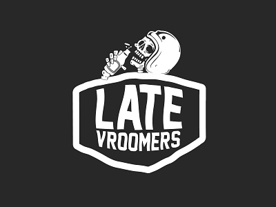 Late Vroomers beer bottle helmet illustrator logo motorcyle skull