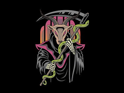 Goad baphomet bones goat graphic design grim reaper illustration skull snake vector