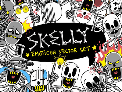 Skelly Emoticon bones devil emoji emoticon evil expression face monster skeleton skull