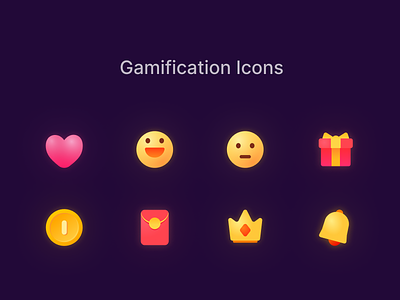 Gamification Icons alert coin crown download emoji figma file game gamification gift heart icon icons iconset red envelope