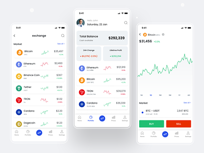 Cryptocurrency | Mobile App Design app app design chart coin crypto cryptocurrency marketcap nft trading ui wallet