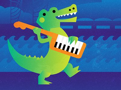 Jazzy Alligator alligator festival fun ict illustration jamming keytar music poster river wichita