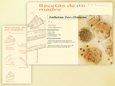 Cookbook "Recetas de mi madre" Website clean design figma design recipe app retro design typography ui ux vintage web website design