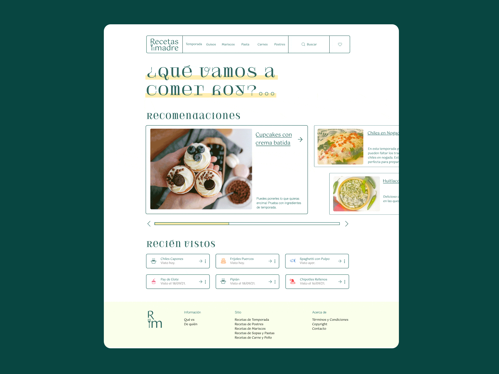 Recipe site concept - Recetas de mi Madre branding clean cooking design figma design graphic design layout logo recipes ui ux website