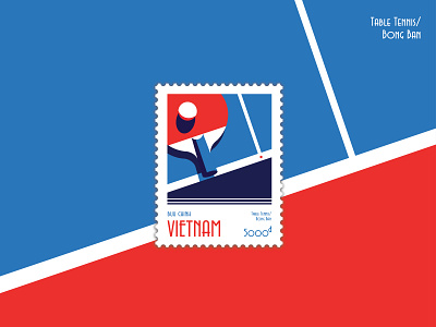 Vietnam Sports Stamps concept design flat geometric illustration minimal simple