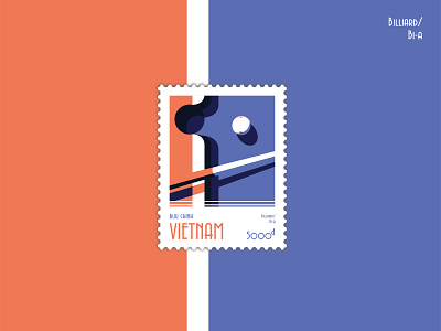 Vietnam Sports Stamps concept flat geometric illustration minimal simple