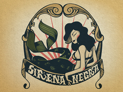 Sirena Negra black logo mermaid nouveau