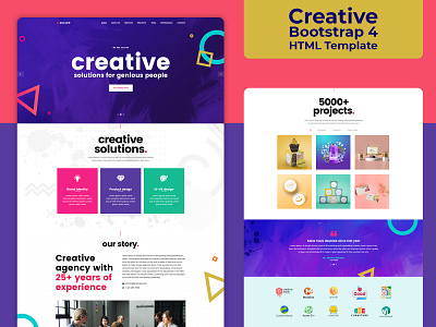 Creative Bootstrap 4 HTML Template by sanjay on Dribbble