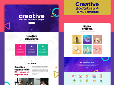 Creative Bootstrap 4 HTML Template branding clean creative design design agency responsive ui webdesign