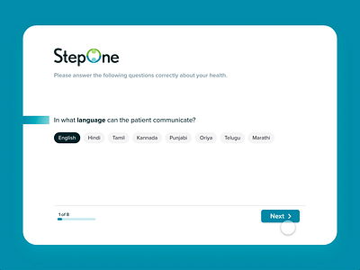 Project StepOne - COVID Questionnaire adobe xd animation coronavirus covid covid 19 covid19 form form design form field form wizard illustration interaction landing page onboarding questionnaire telemedicine ui volunteer web form website