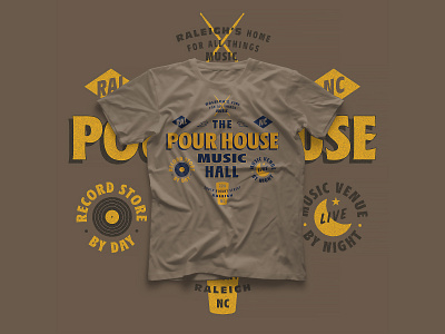project: [proceed] // The Pour House Music Hall shirt design graphic graphic design lettering music shirt shirt design shirt mockup small business type