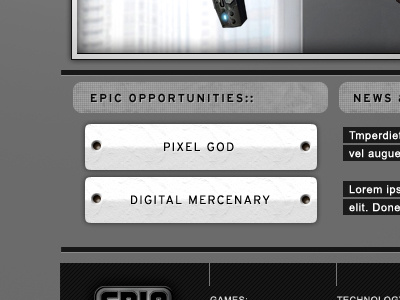 Early Epic Shot buttons design uid web design website