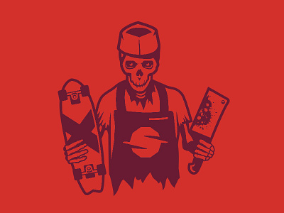 Slaughterhouse Boards: Butcher logo design illustration logo longboard skateboard skull skull logo