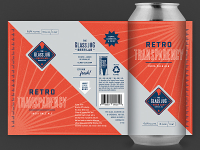 The Glass Jug Beer Lab: Retro Transparency IPA beer beer branding beer label beer label design beer packaging design mock up