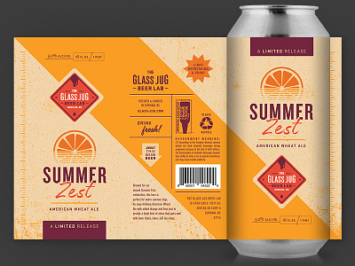 The Glass Jug Beer Lab: Summer Zest American Wheat Ale beer beer branding beer label beer label design beer packaging design mockup