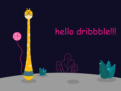 giraffe hello dribbble illustration