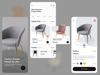 Furniture E-Commerce Application design ecommerce furniture app minimal mobile app mobile app design ui