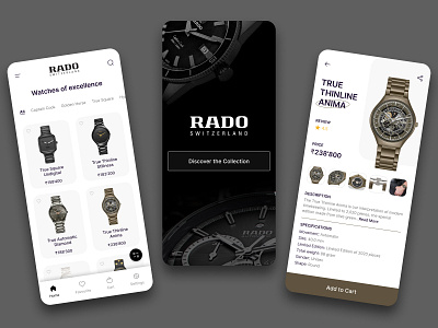 Watch Application UI black button design ecommerce ecommerce app filter minimal mobile app mobile app design rado typogaphy ui ux watch watchapp