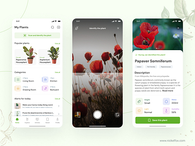 Plant Care App articles camera clean dashboard fintech green ui landing page minimal mobile app mobile ui plant plant app plant care plant shop recognition responsive scan plant scanner ui website