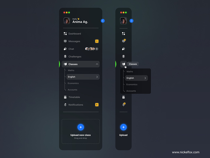 Sidebar Concept by Anima Agrawal for Nickelfox - UI/UX Design on Dribbble