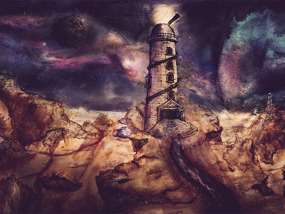 Observatory dark desert doom grunge nebula paint psychedelic space stars stoner