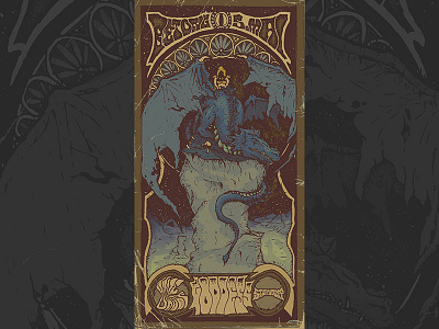 Dragon poster artnouveau band doom dragon fantasy grunge poster psychedelic retro rock