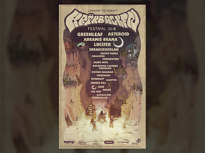 Poster for Krökbacken 2018 70s band desert doom festival mountains psychedelic retro rock space stoner