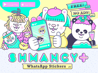 The Shmancy & Friends© Sticker Pack character cute free free app illustration imessage kawaii shmancy sticker set whatsapp